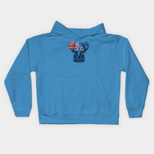 Baby Elephant with Glasses and New Zealand Flag Kids Hoodie